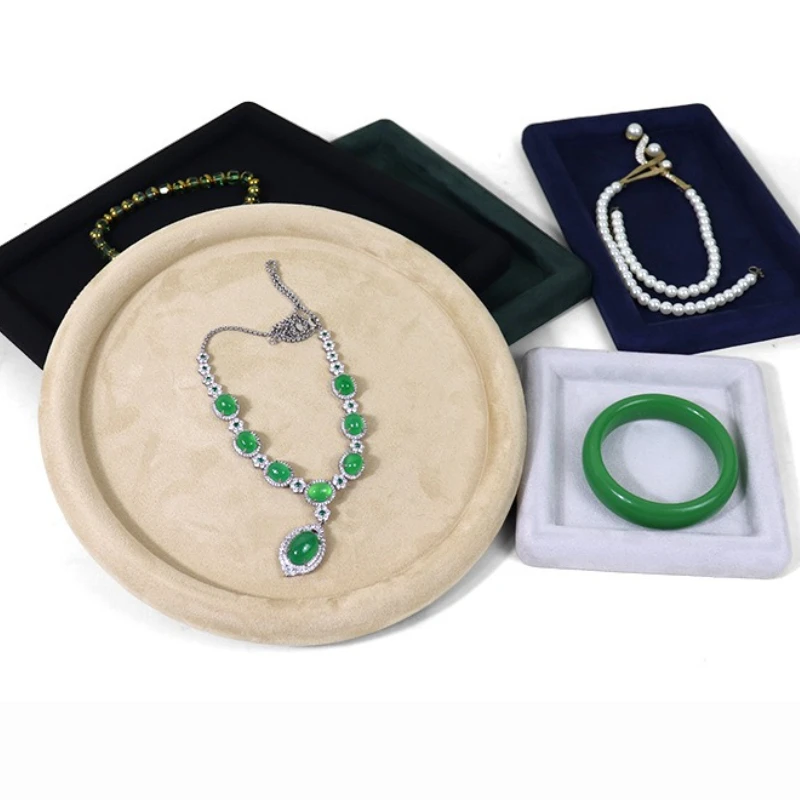 

5-размерный замшевый лоток для хранения, закругленный угол, фланелевые ювелирные изделия, деревянная микрофибра, дисплей для ювелирных изделий, пустой реквизит для ювелирных изделий, оптовая продажа