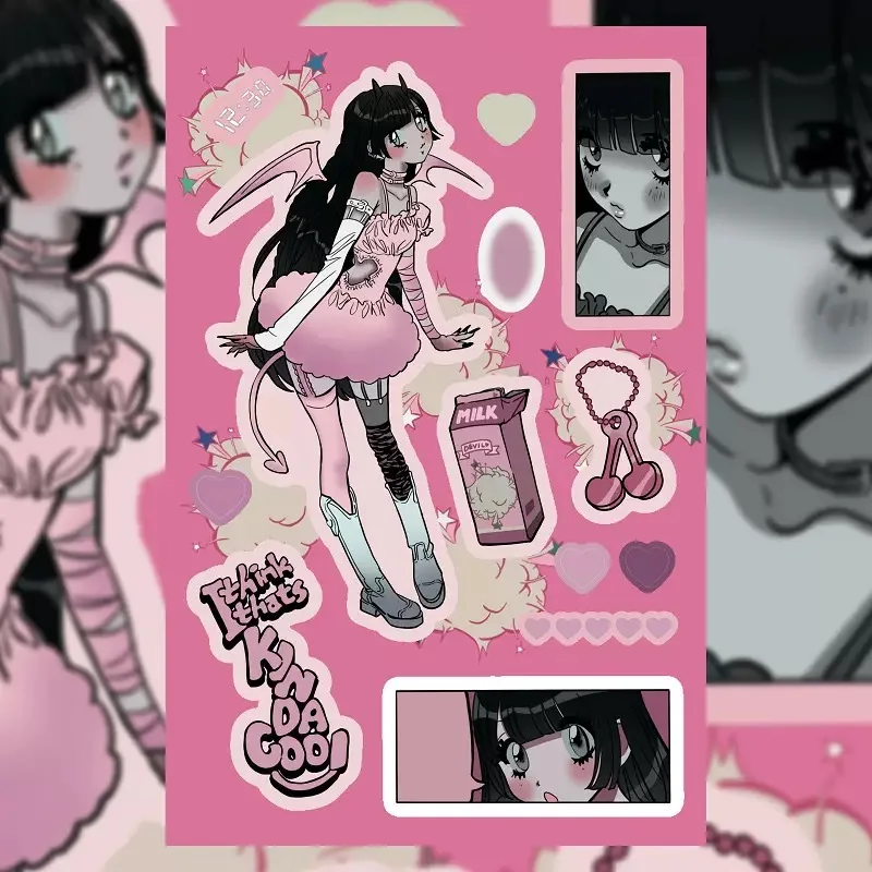 Korean Domi Character Sticker Book Inner Page Stickers Cartoon Sweet Cool Girl Hand Account Diary Diy Decorative Stickers