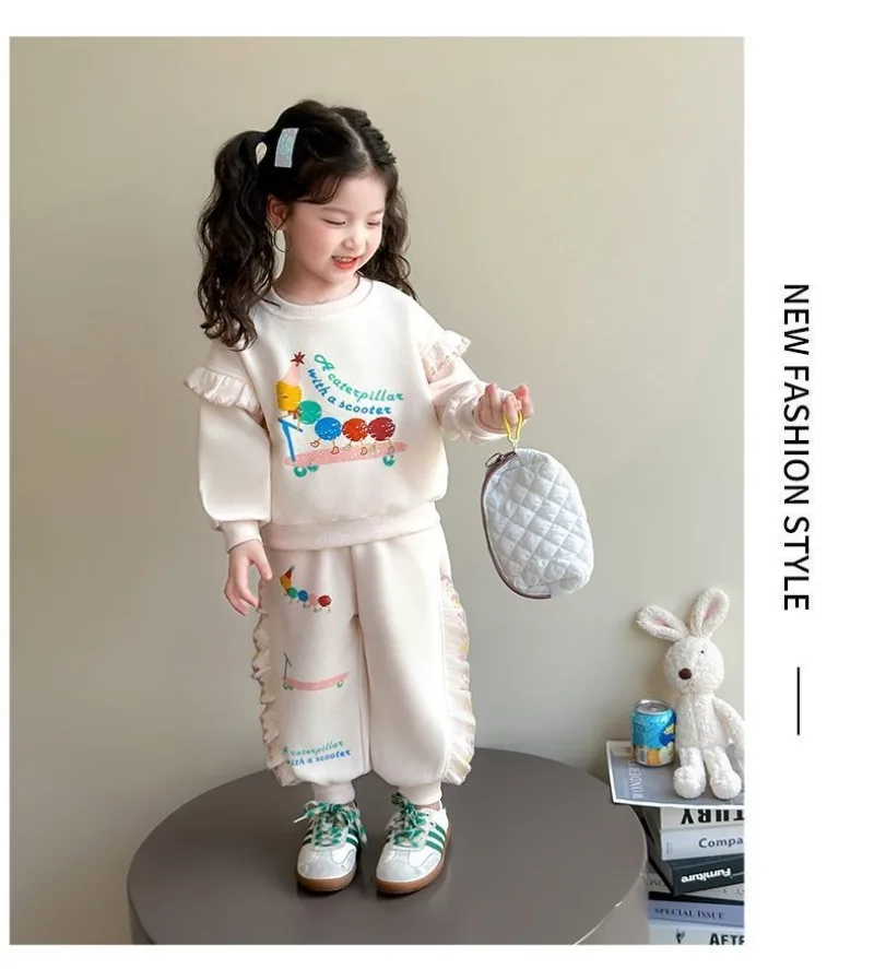 RAISE Herbst Kinder Mädchen 2-teiliges Kleidungsset 2-8 Jahre Mädchen Cartoon-Sweatshirts Anzüge 2026 Lose Lässige Hosen mit Elastischem Bund Outfit – Detail 10