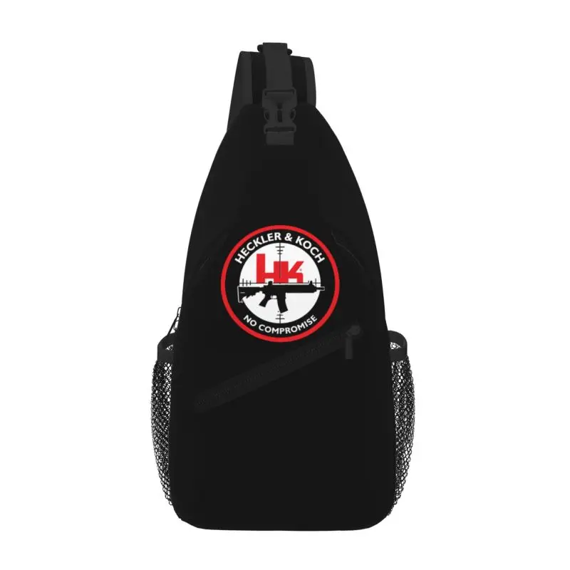 

Heckler And Koch Sling Crossbody Backpack Men Custom HK Firearms Chest Shoulder Bag for Cycling Camping Daypack