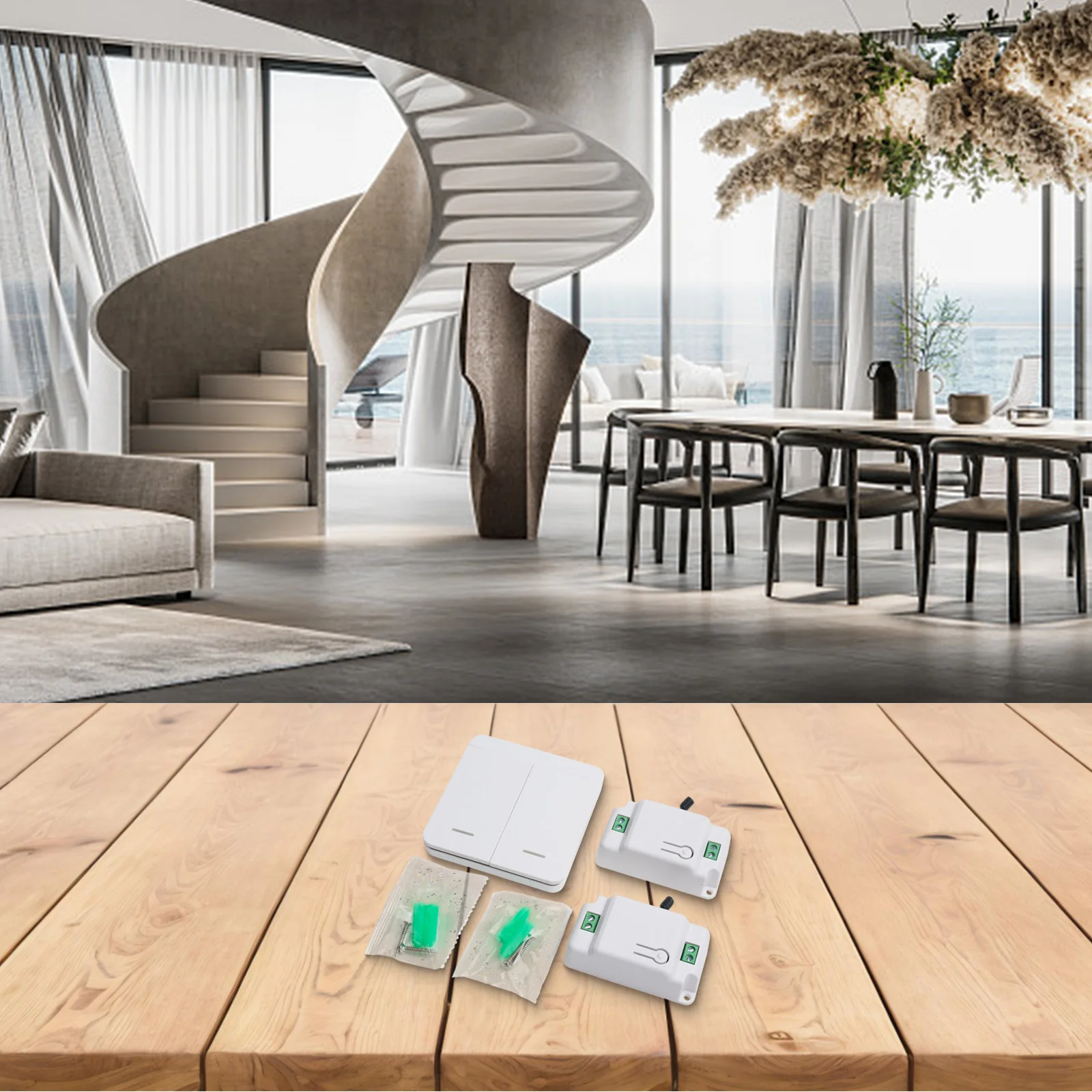 

Для люминесцентных светильников Комплект радиочастотных переключателей Беспроводной выключатель света Внутреннее и наружное использование Дистанционный выключатель света Без установки с подключением