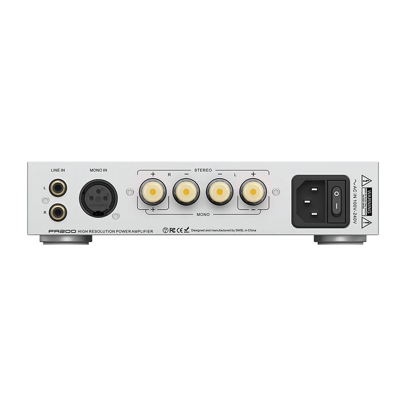 SMSL PA200 Gallium Nitride Power Amplifier XLR Mono Input Mode Stereo Pure Amplifier Pass-Through Mode High-Power Audio Grade