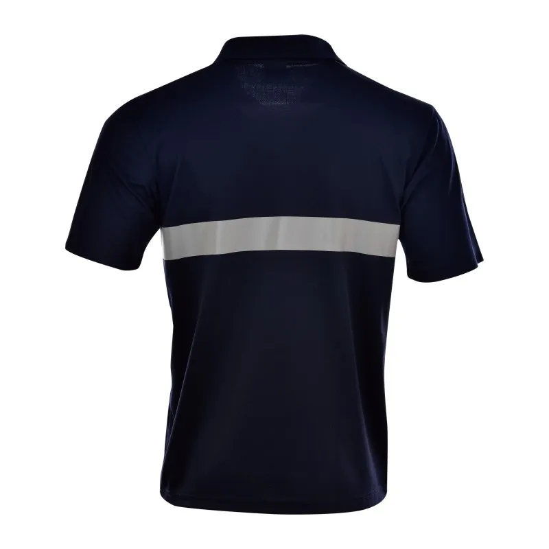 Logo Custom Navy Blue Safety Reflective Polo Shirt Buttons Front Breathable Summer Work Shirt Quick Dry T Shirt