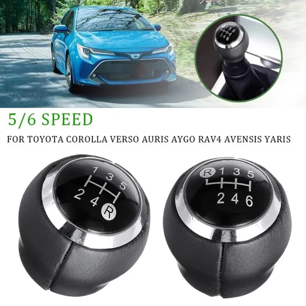 6-Speed Car Gear Head Shift Knob Cover Gear Lever Shift Lever Handball Black Leather Version Suitable For Toyota