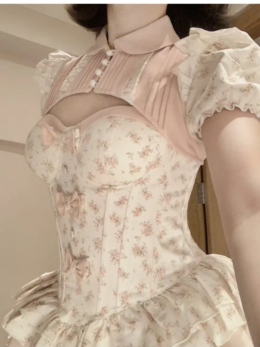 Tee pause Französisch Stil reine süße flauschige Kuchen Kleid kleinen Lolita Blumen anzug