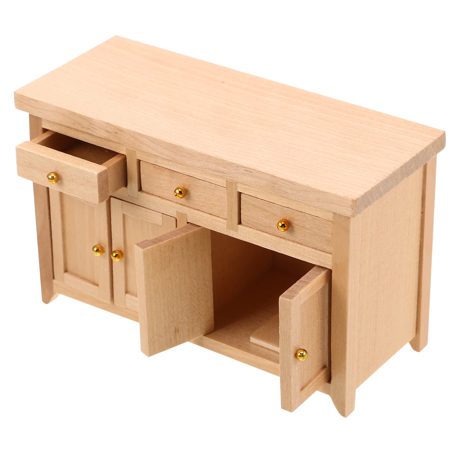 Mobili per la casa Mini armadietto decorativo Mobili da cucina per casa delle bambole Miniature Ornamenti Cassetto in legno Micro scena beige