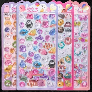 50 teile/satz Mini Gelee 3D Stereo Sammelalbum Journal Aufkleber Süße Cartoon Tier Schreibwaren Aufkleber Student DIY Dekor Aufkleber