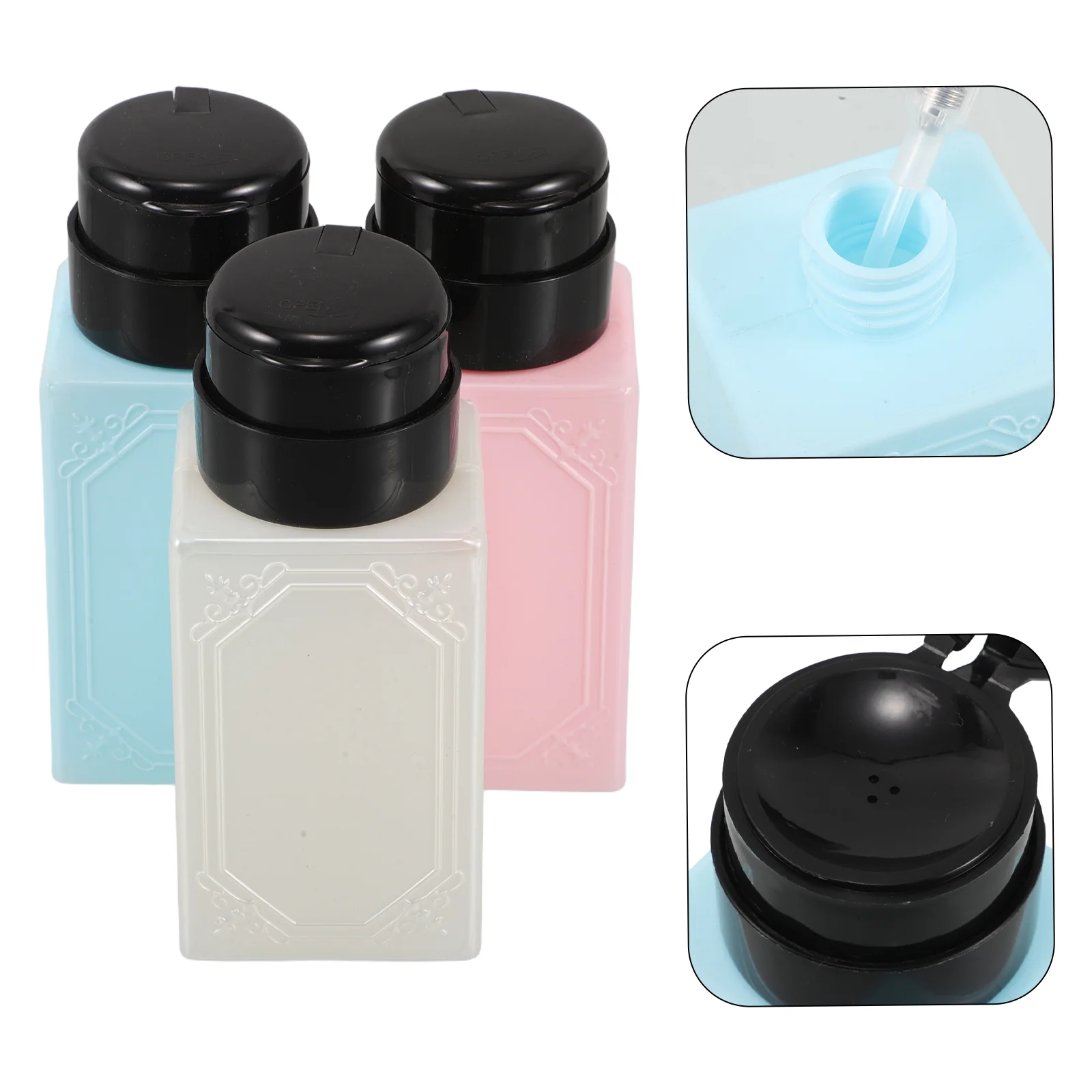 

3 Pcs Nail Salon Tools Hand Soap Dispenser Squeeze Bottle Cosmetics