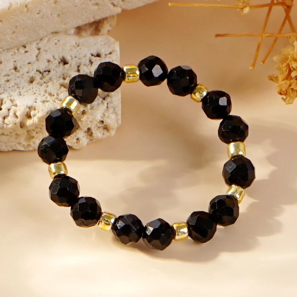 Go2boho Handmade Boho Stretch Jewelry Healing Gemstone String Black Jasper Beads Rings for Women 2024 Fashion Valentine Gifts view 4