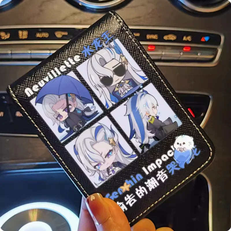 Anime Genshin Impact Neuvillette  Wallet Fold Bag Multi Card  Coin Pocket Photoes Holder Fashion Kids Wallets Gift