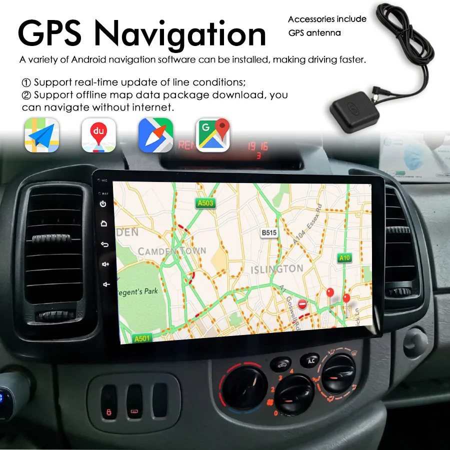 Autoradio 2 Din 9 Pollici Android 13 Per Renault Trafic E Opel Vivaro – Carplay Wireless, GPS, Telecamera Posteriore