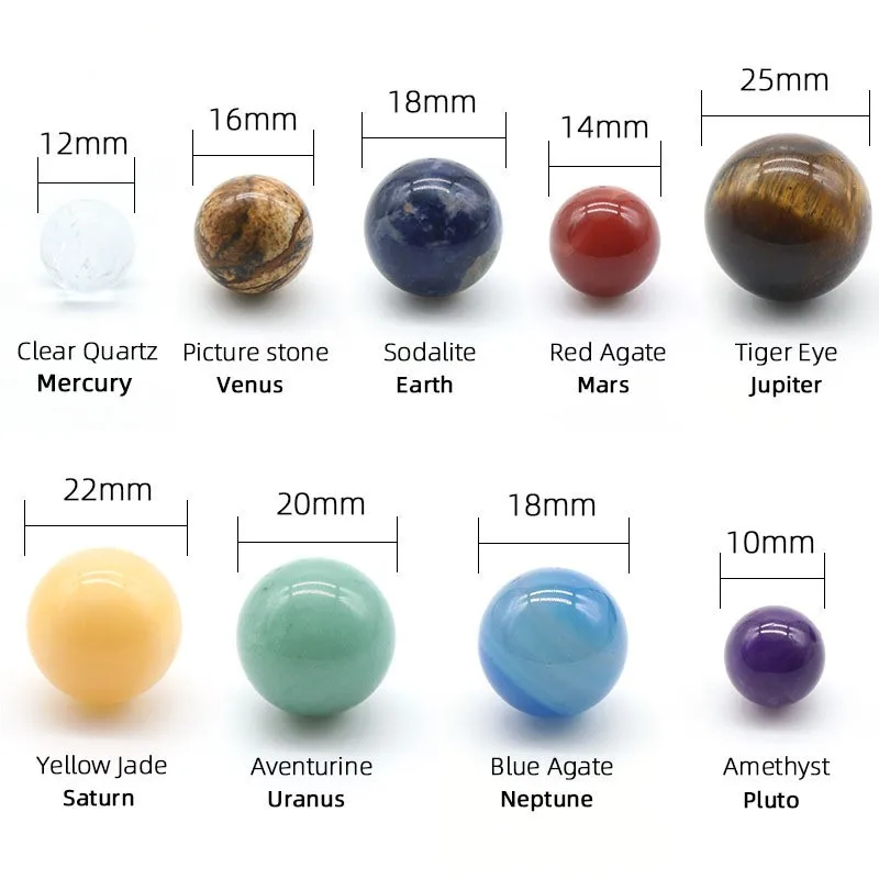 Sphere Galaxy Model Globe Natural Crystal8 9 Planets Ball Solar Sun System Rock Quartz Stones Beads Healing Reiki Chakra Energy