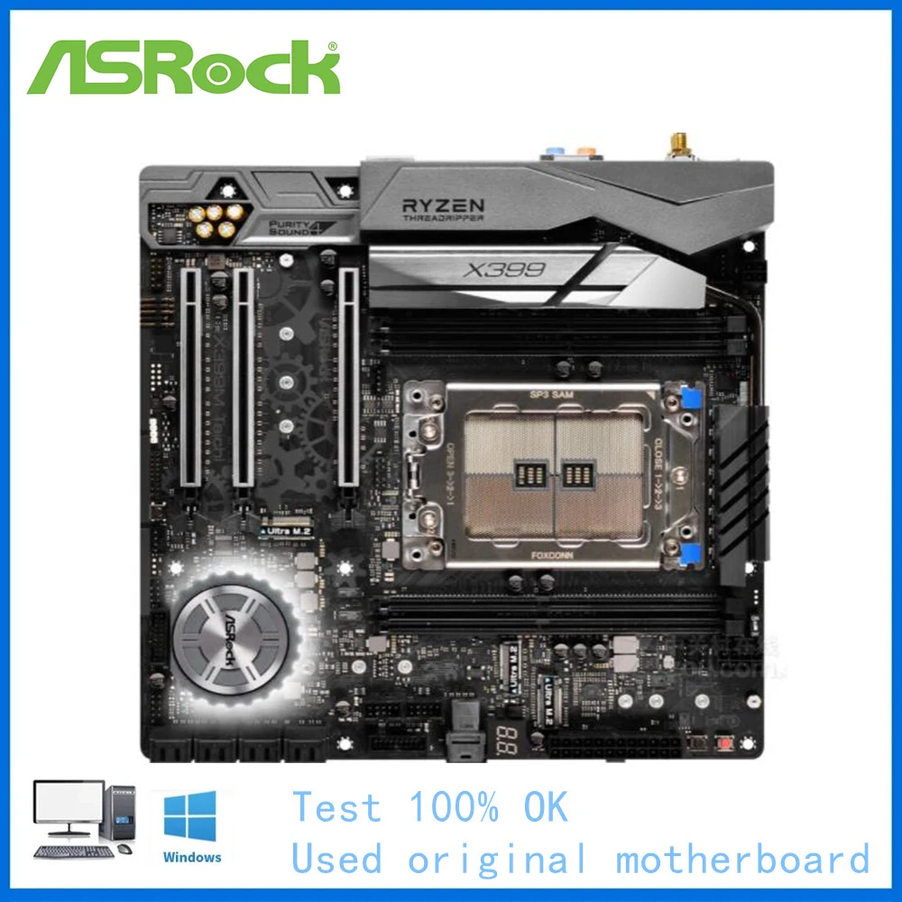 For ASRock For Intel X399 X399M Taichi Socket TR4 M,2 SATA PCI-E 3.0 Motherboard Computer Used Desktop Mainboard