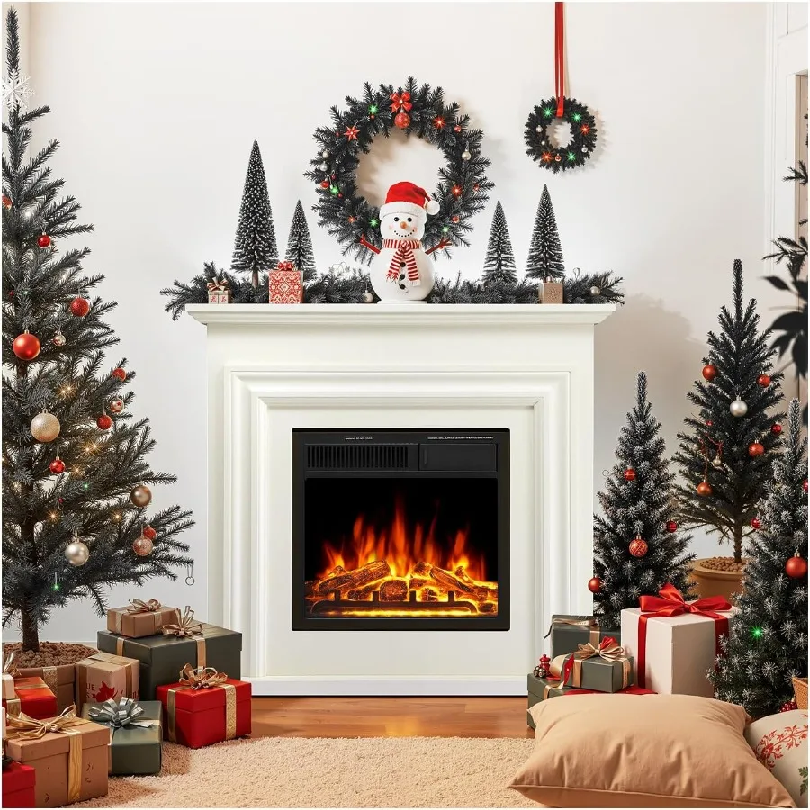 

36 Electric Fireplace with Mantel featuring 19 Fireplace Insert Heater Realistic Flame Effect with 5 Brightness Levels Ideal fo