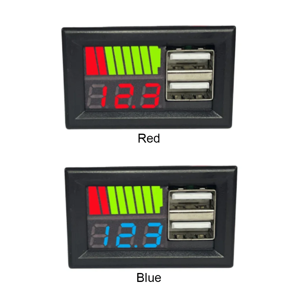 12V Car Voltmeter Voltage Meter Panel Dual USB Output 5V 2A Battery Capacity Indicator Power Tester for Lead Acid Battery