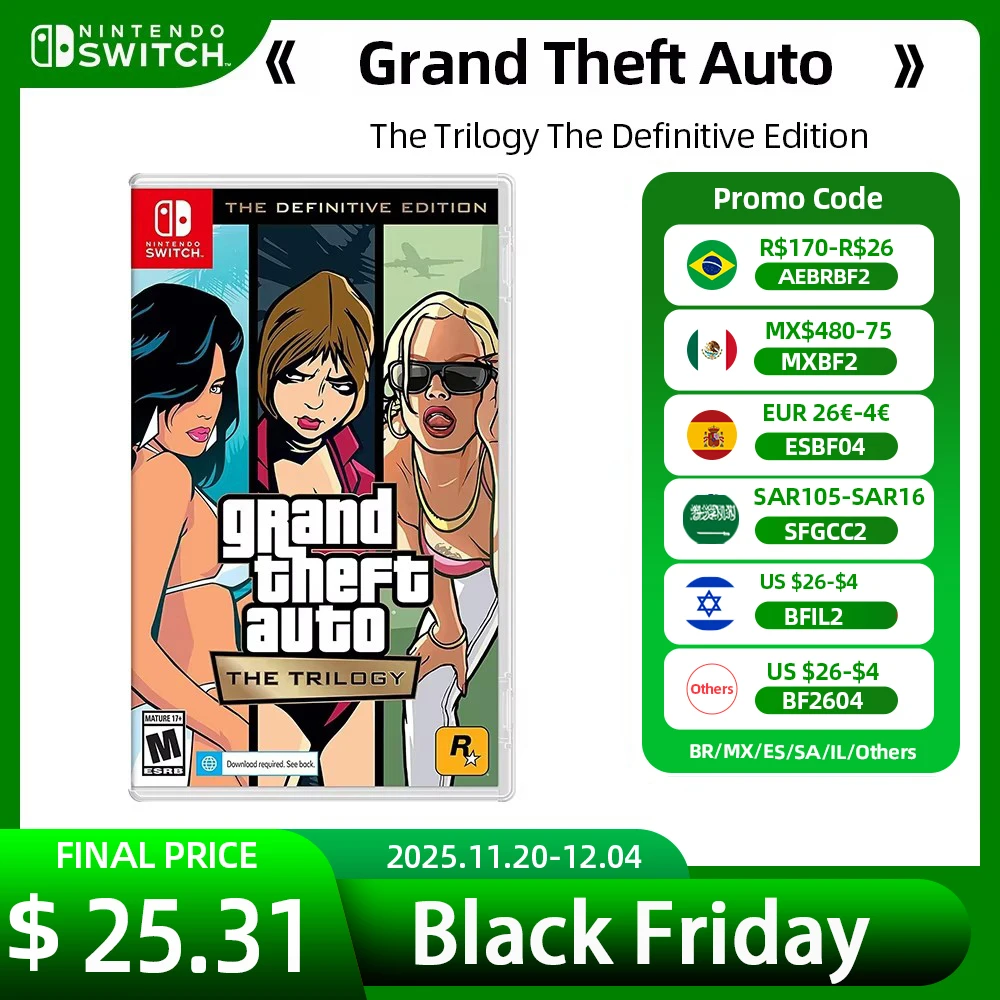 Grand Theft Auto GTA Nintendo Switch Game Deals The Trilogy Definitive Edition Original Physical Game Card for Switch OLED Lite