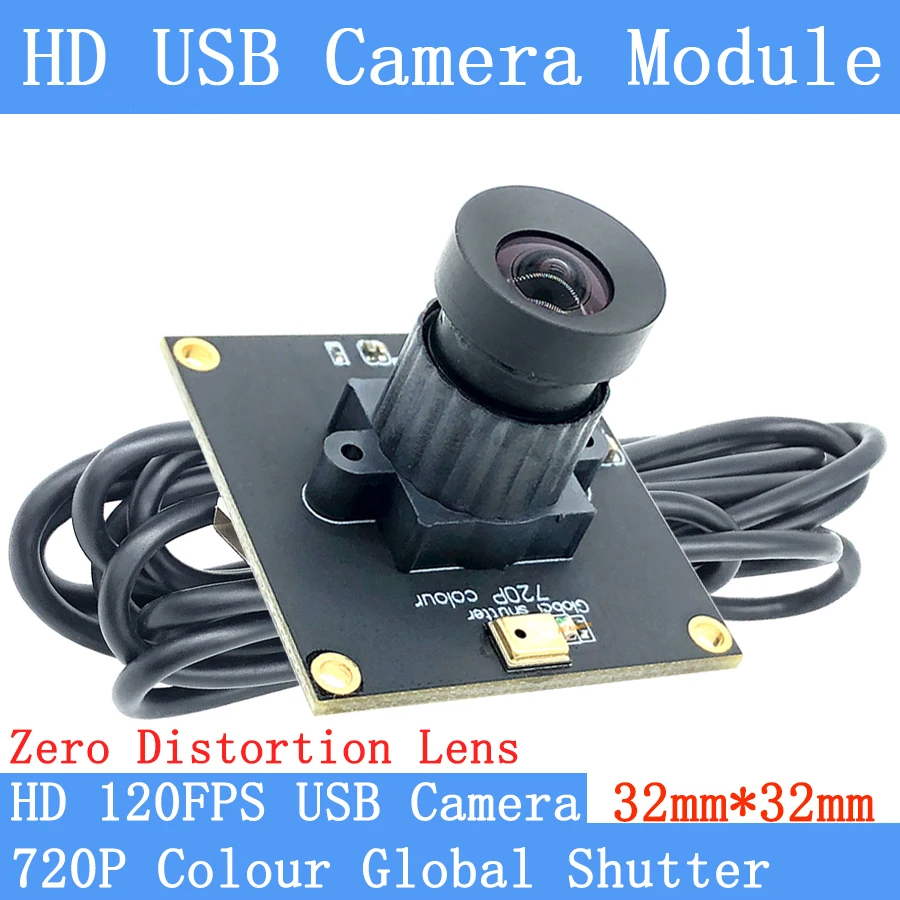 MJPEG 120FPS USB Camera Module Non Distortion Colour Global Shutter High Speed OTG Windows Android Linux UVC 720P USB Webcam