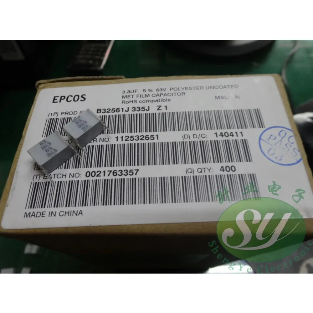 

5PCS EPCOS 3.3uf/63v 3u3f 335 brand new 10mm Layer cake capacitor B32561J335J