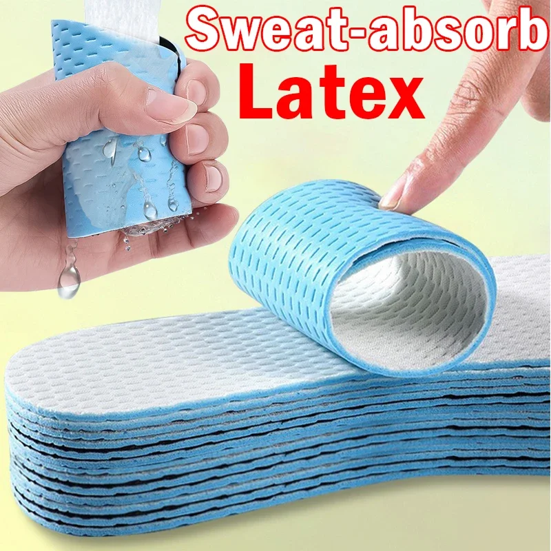 Soft Sweat Absorb Deodorization Insoles Latex High Elastic Insole Shoes Sandal Breathable Pads Sports Summer Thin Insert Cushion