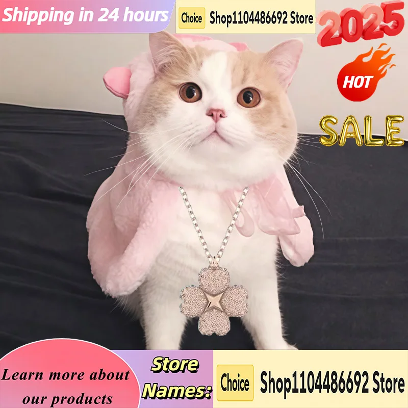 

Cat Accessories 2025 New Austrian Crystal Jewelry Inset Zircon Four-leaf Necklace Pearl Ear Hook Exquisite Gift for Girls