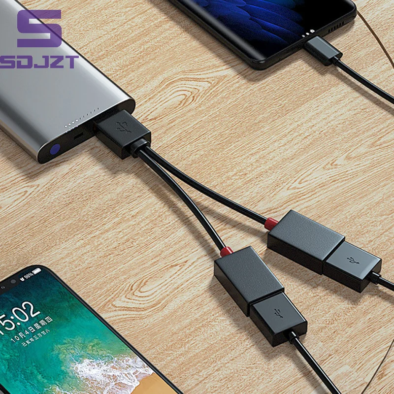 1 In 2 Out USB HUB Car USB Splitter Cable Multifunction Adapter Cord Charging Cable For Android Smart Phone