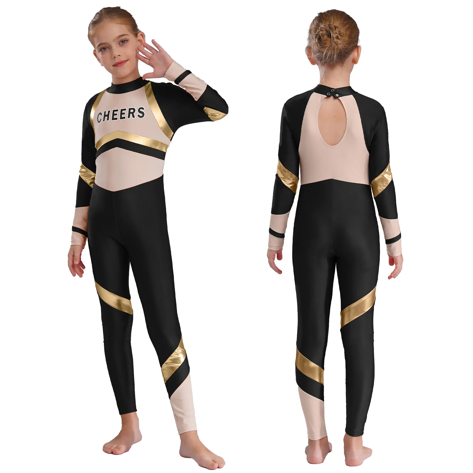 

Детский комбинезон с длинными рукавами для девочек, комбинезон для фигурного катания и танцев, облегающий комбинезон в стиле пэчворк, гимнастика, акробатика, танцевальная тренировочная одежда