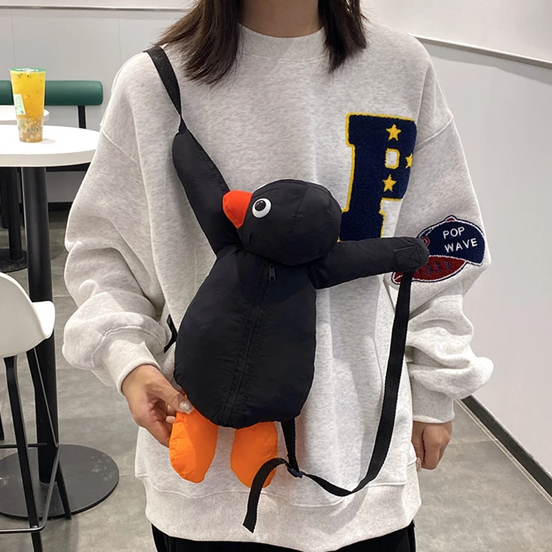 Mochila de pingüino con dibujos animados, bolso de muñeca de felpa con personalidad, Mini bolsos