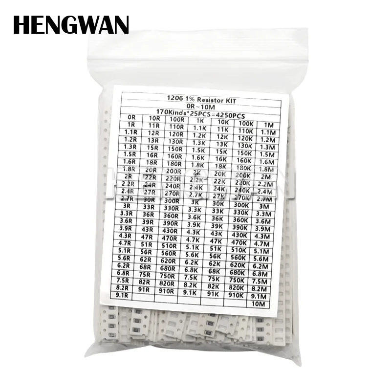 

1% 0402 0603 0805 1206 SMD Chip Resistor Assorted Kit 0R - 10M ohm 170Values Resistance Samples Set