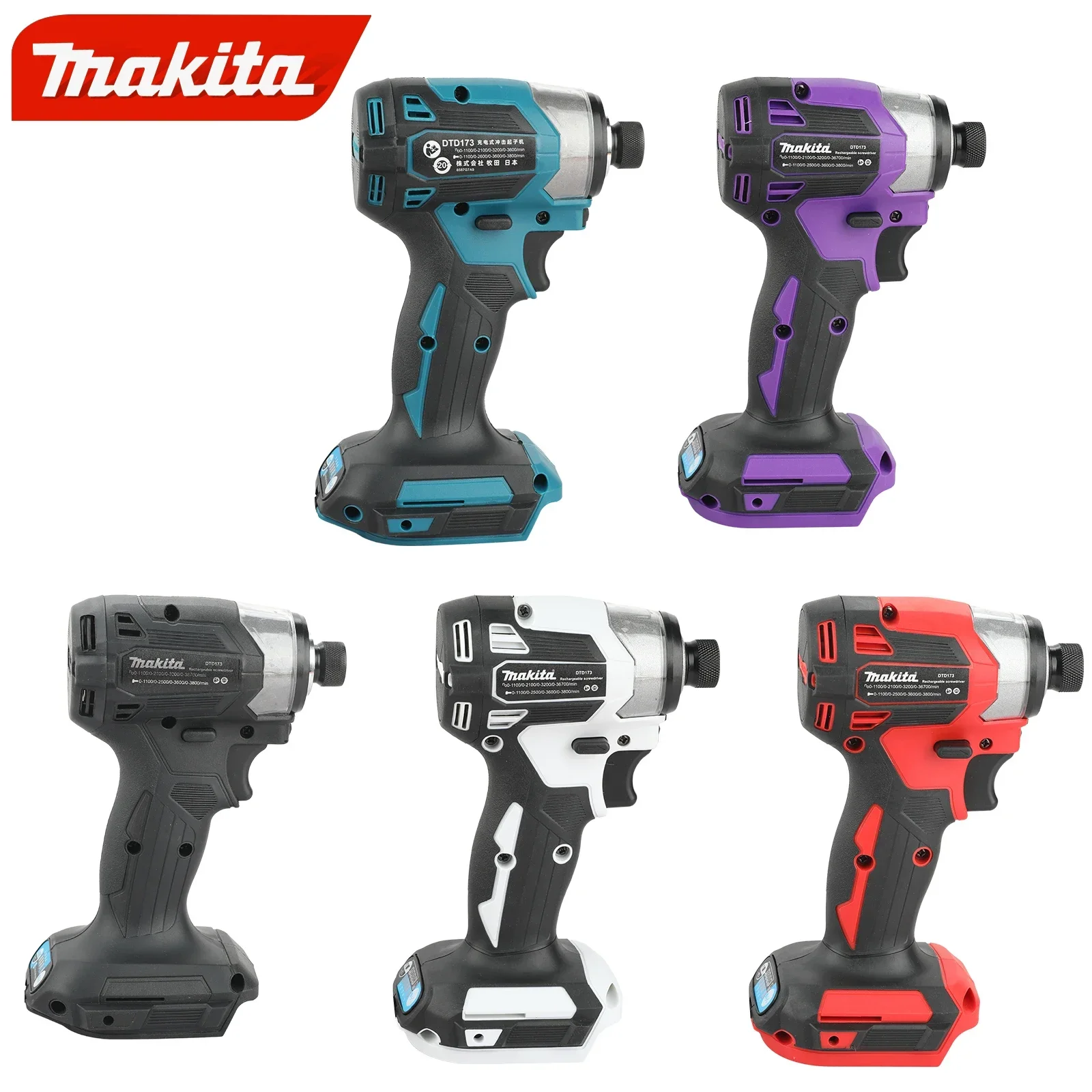 Makita DTD173 Blue, Black and White, Black, Purple, Red,  No Battery, Brushless Screwdriver, Rechargeable Electric Screwdriver view 6