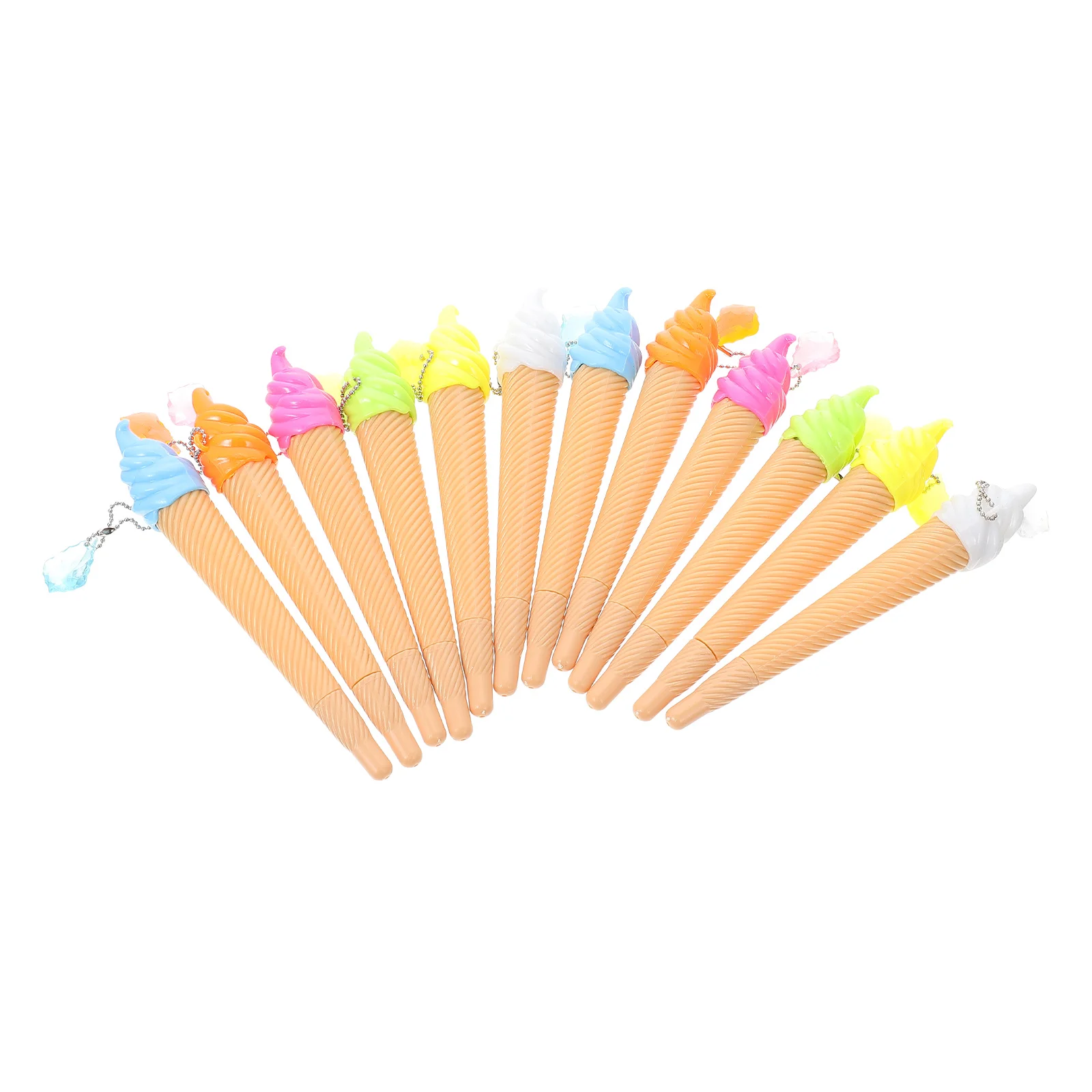 

12 Pcs Ice Cream Pendant Pens Plastic Gel Colored Roller School Prize Kawaii Writing Drawing Marking Cards