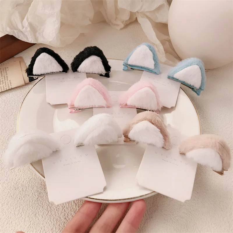 2 قطعة آذان القط أفخم على البخار القط الأذن على شكل الخبز الأطفال مشبك شعر لطيف الكرتون ستيريو كليب فتاة صغيرة إكسسوارات الشعر ل Dail