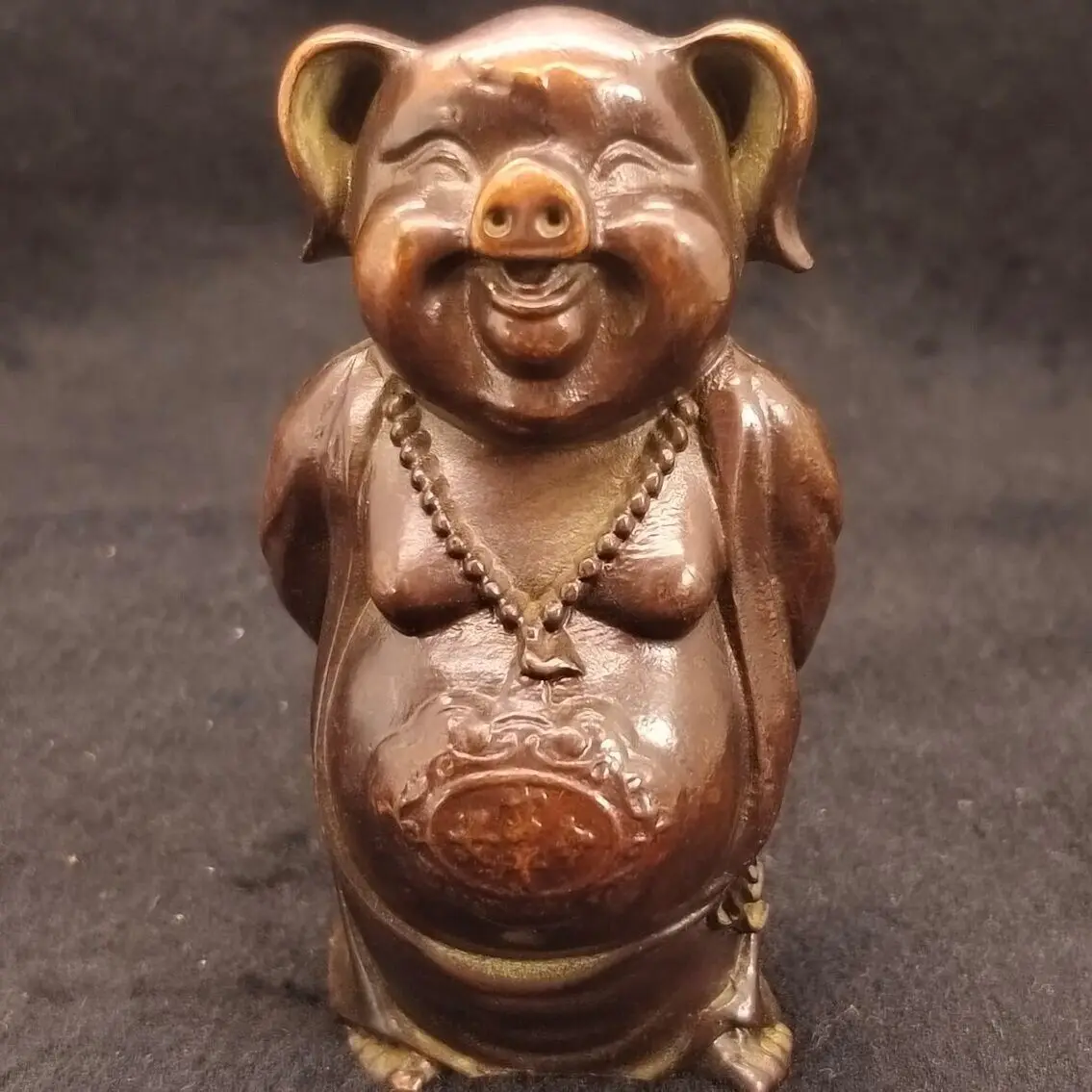 Chinese Collection copper ZhuBaJie figure Statue table decoration tea pet