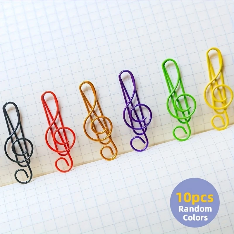 

10pc Colorful Musical Note Shape Paper Clips,Document Organizer Paper Clips,Bookmark Stationery School Office Supply Clip Holder