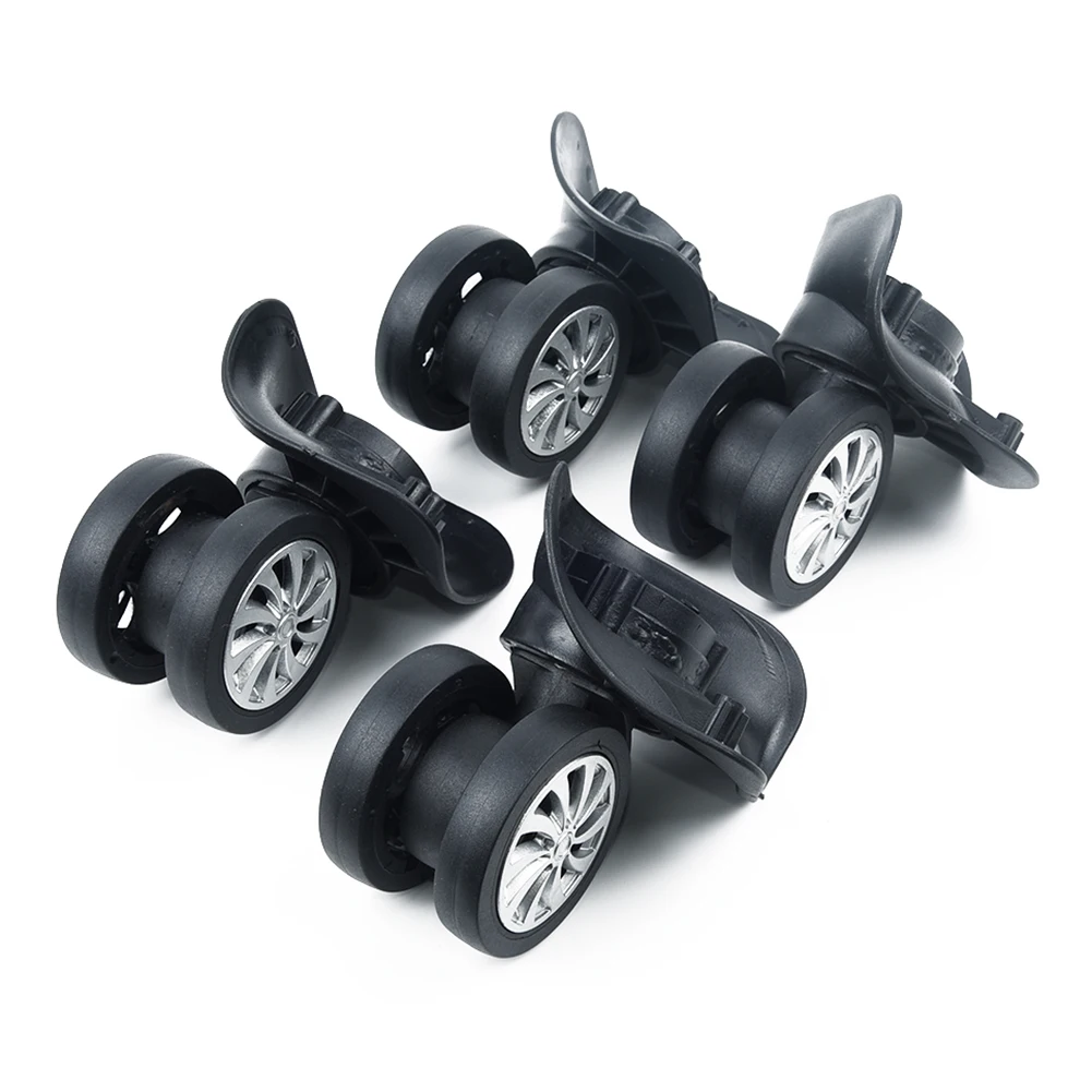 4pcs/set Dual Roller Wheels Universal Swivel Casters Replacement Luggage Suitcase Wheels Swivel Universal Wheel Black