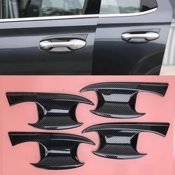 4Pcs/Set Black Carbon Fiber Style Outer Door Handle Trim Bowl Cover Decor ABS Fit for Hyundai Palisade 2019 2020 2021 2022