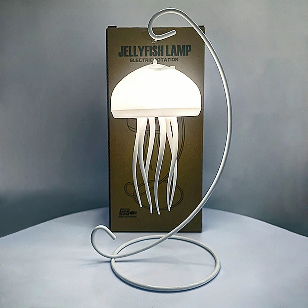 Jellyfish Night Light Dynamic Rotation Atmosphere Light Voice Control Table Lamp Bedside Lamp for Home Decor