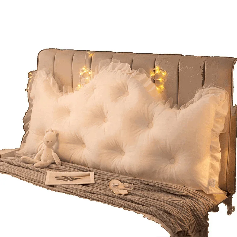 

New cushion bedside large backrest with core removable and washable fleece bedside cushion suede nail buckle version Internet