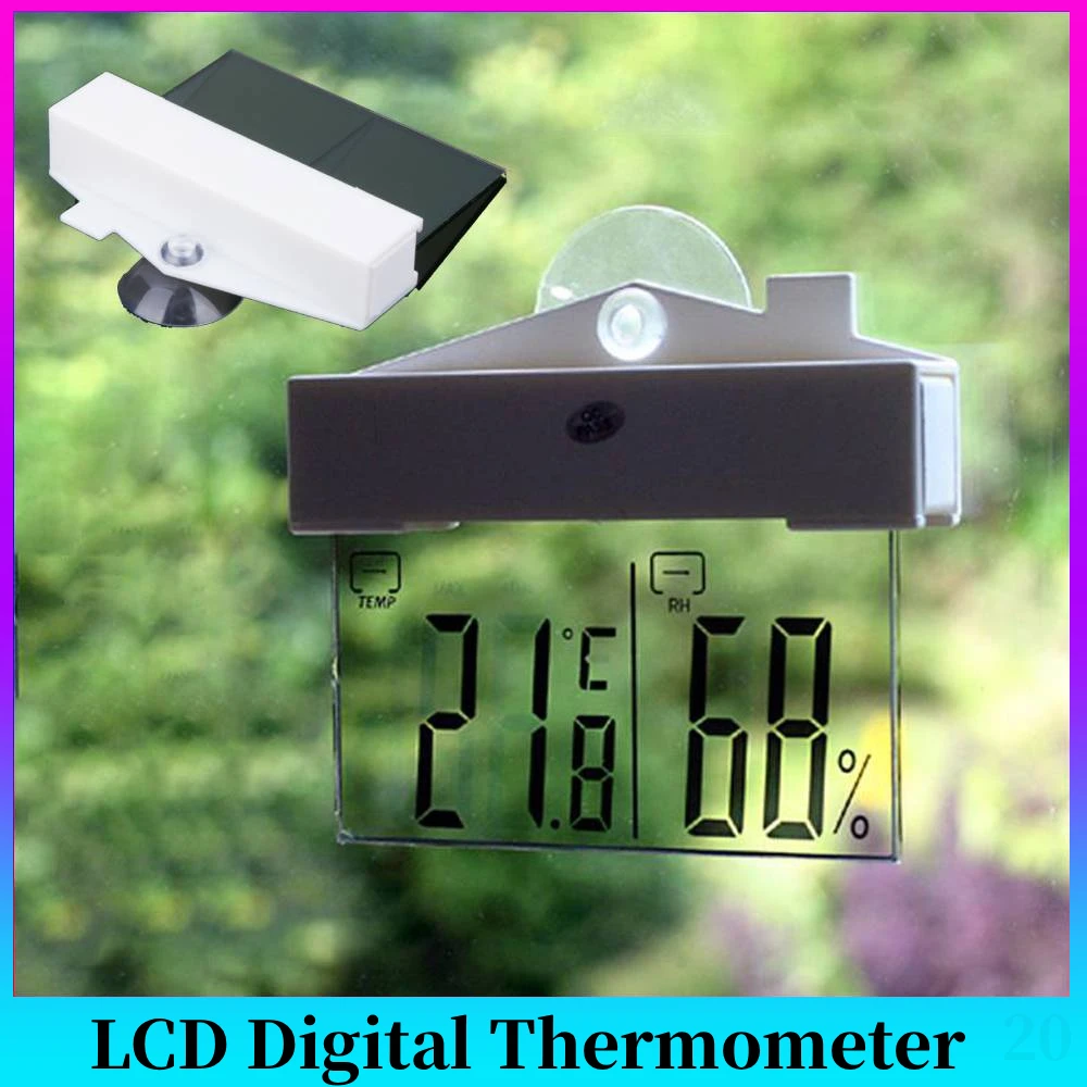 

Цифровая метеостанция с присоской, цифровой термометр для окна, гигрометр, большой ЖК-дисплей, для использования внутри и снаружи помещений