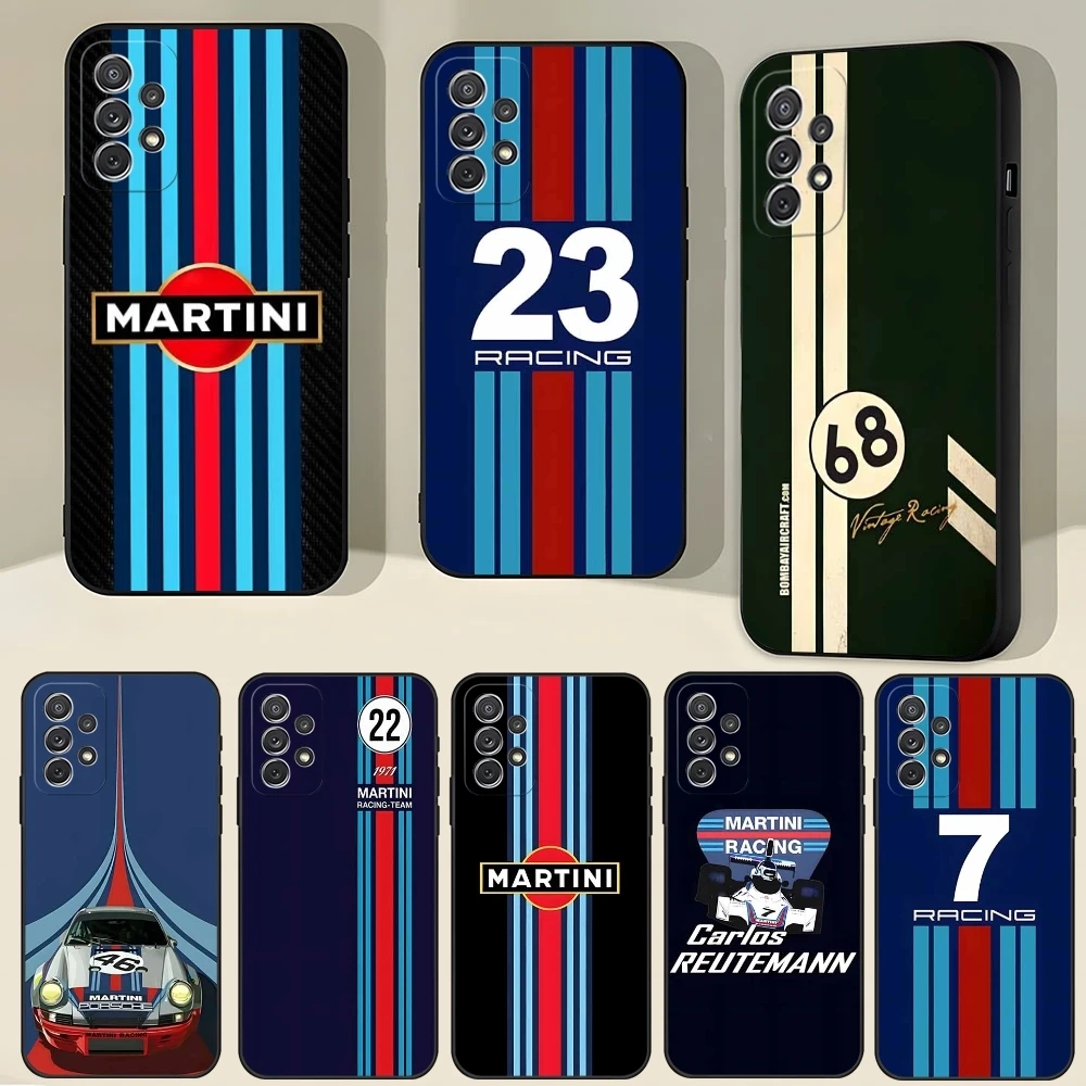 Martini Racing Horizontal Stripe Phone Case For Samsung S23 Ultra S24 S22 S20 Fe S21 Plus Galaxy A54 A34 A16 A53 A13 Back Cover