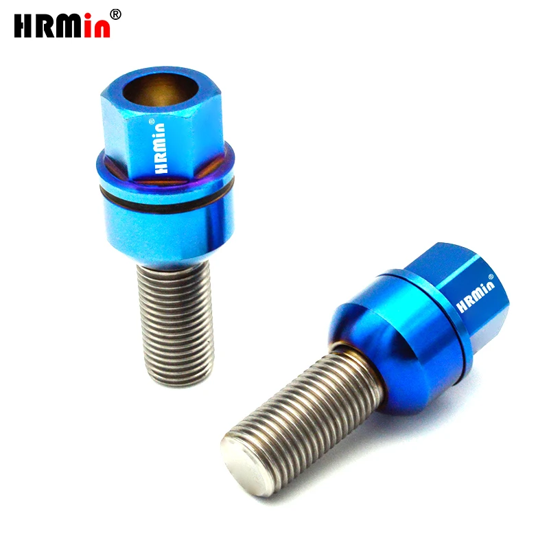 HRMin Factory high quality 19 Hex Gr5 titanium ball seat free washer wheel Rim bolt titanium bolt M14x1.5 mm for Porsche Bentley