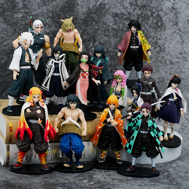 Anime 16cm Demon Slayer Kimetsu No Yaiba Action Figure Kamado Tanjirou Agatsuma Zenitsu Nezuko Warrior Pvc Model Toys Gifts