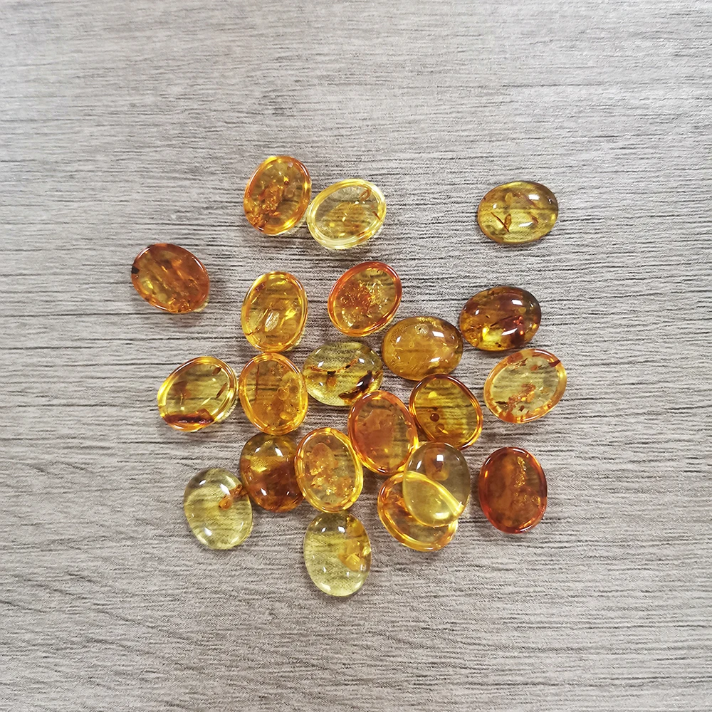 Factory Natural Amber Botanical Wonders Oval 12X10/9X7MM Eco -Friendly Gems For Ring Earring Necklace Pendant Jewelry Making