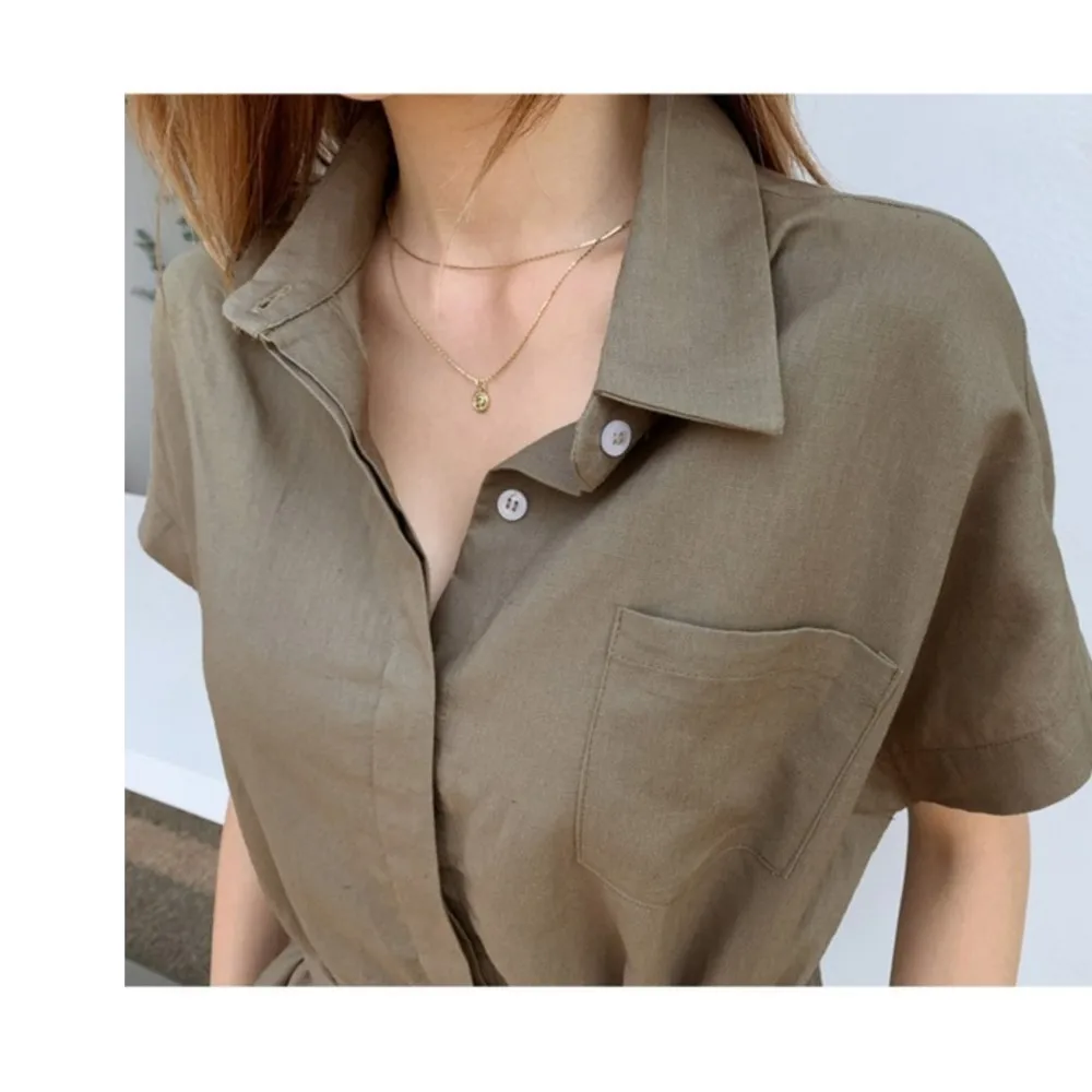 여름 코튼 린넨 싱글 브레스티드 셔츠 드레스 여성용 원 포켓 하이 웨이스트 캐주얼 루즈 레이스업 레이디 드레스 여성 베스티도스