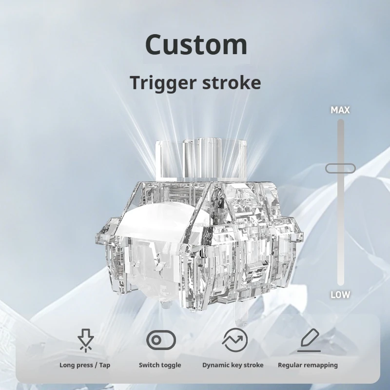 JERRZI Crystalmag Switch Fully Transparent PC Material Dust-Proof Structure Customizable Fast-Trigger for Mechanical Keyboards