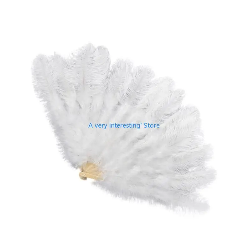 

Feathered Folding Fan Elegant Carnivals Theme Party Costume Dance Show Hand Fan U6XC