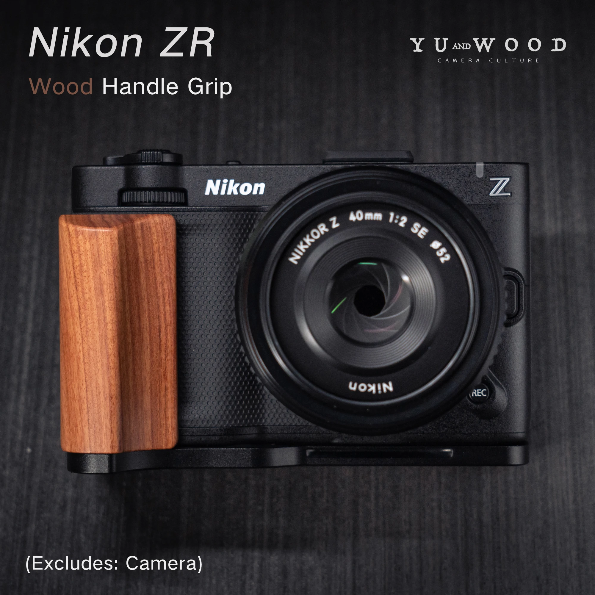 

YUWOOD ZR L-Shaped Mount Plate with Wooden Handle for Nikon ZR Built-in Arca-Swiss Quick Release Plate for Arca-type Tripod