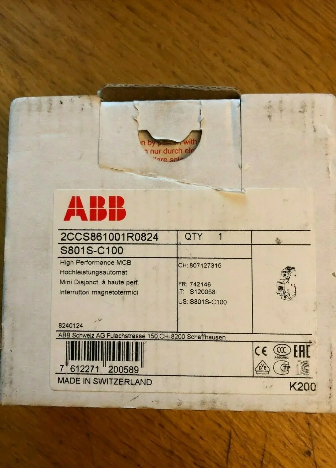 [New original and genuine] ABB high breaking miniature circuit breaker, S801S-B100/S801S-C100