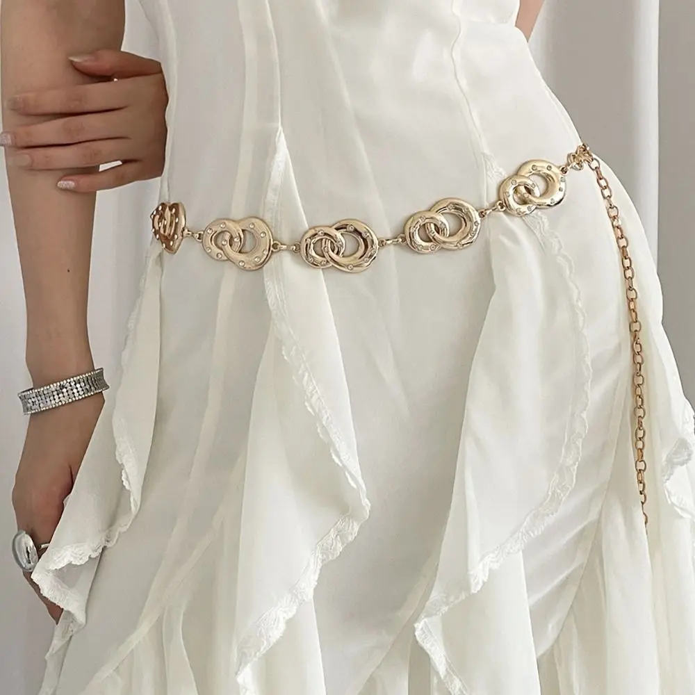 

Elegant Metal Circular Ring Waist Chain Belly Chain Jewelry Accessory Bohemian Body Chain Gold/Silver Waistband Dress Belt Chain