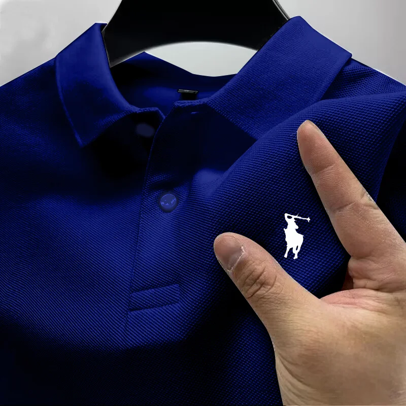 Herren-Poloshirt mit mehreren Farboptionen. Kurzärmeliges T-Shirt mit Pferdemotiv-Kragen. Business-Casual Atmungsaktive Golfkleidung – Detail 7