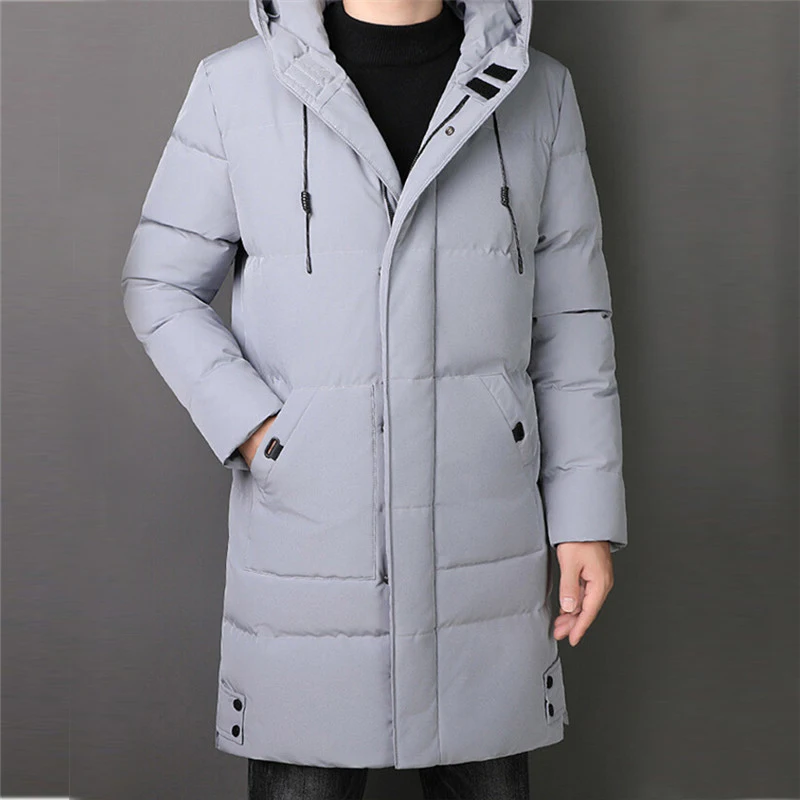 New Winter Hooded Parkas Men Thicken Warm Jacket Coat Mens Fashion Long Hooded Jacket Solid Color Winter Coat Plus Size M-8XL